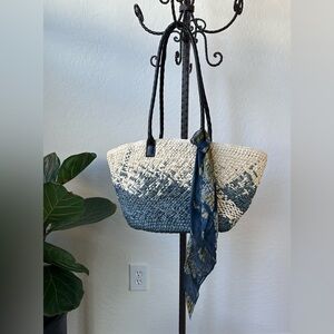 Stylish Two-Tone Woven Tote Bag